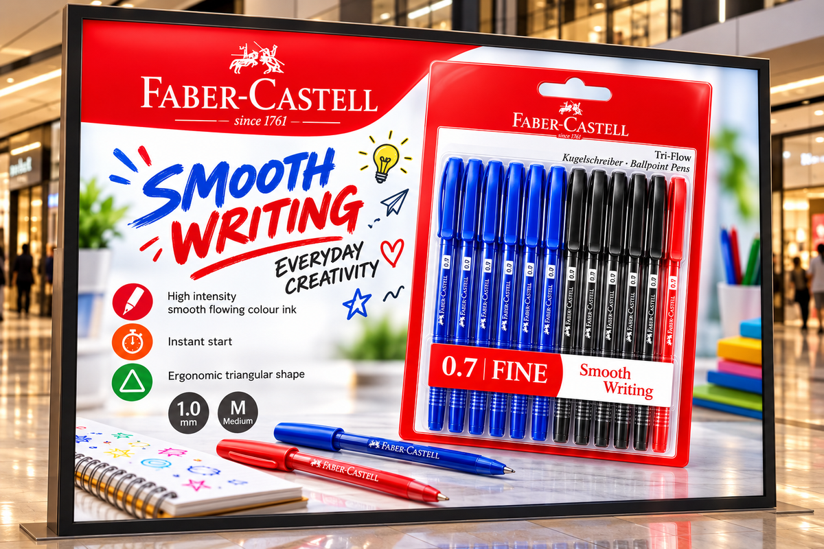 Faber-Castell Ball Pens Tri-Flow(6 Blue - 3 Black - 1 Red)