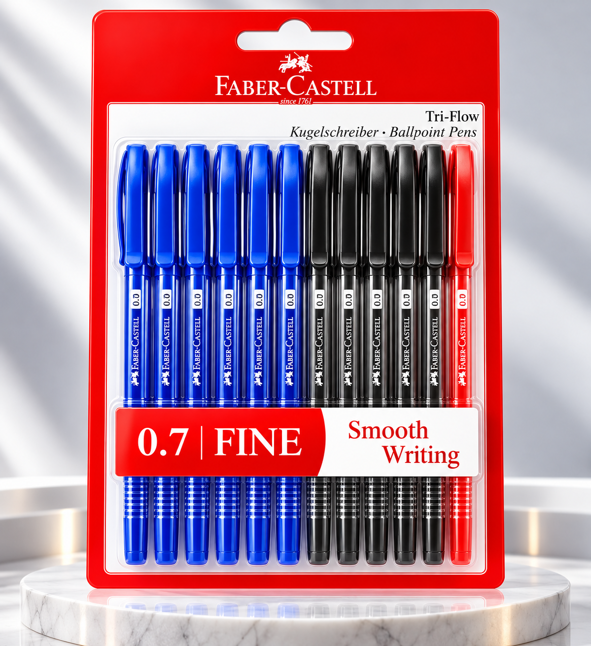 Faber-Castell Ball Pens Tri-Flow(6 Blue - 3 Black - 1 Red)