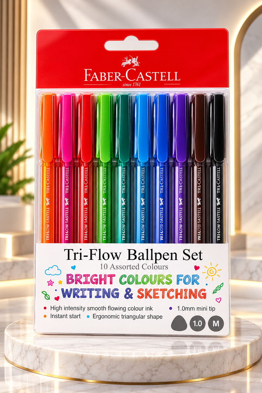 Faber-Castell Pens Tri-Flow Bright Colors Assorted